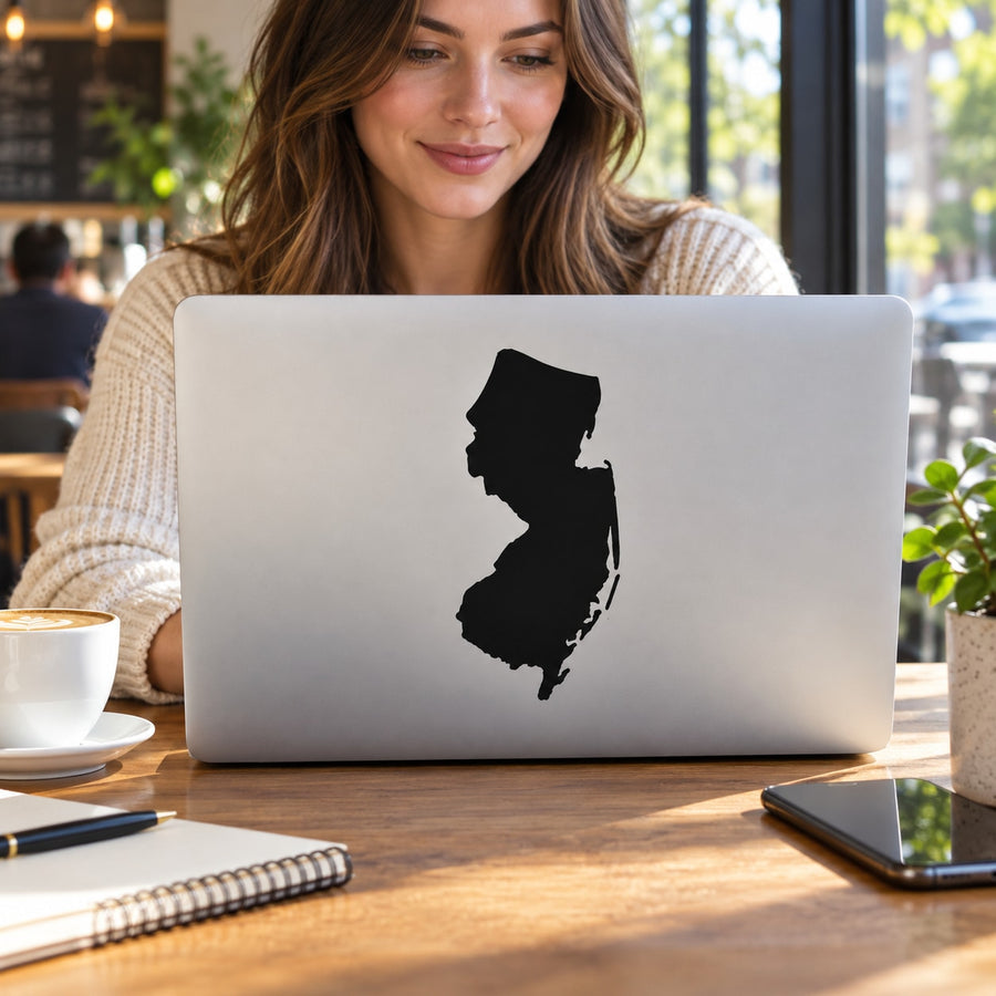 New Jersey State Decal — illustrative vinyl decal application mockup. Surrounding objects are not included.