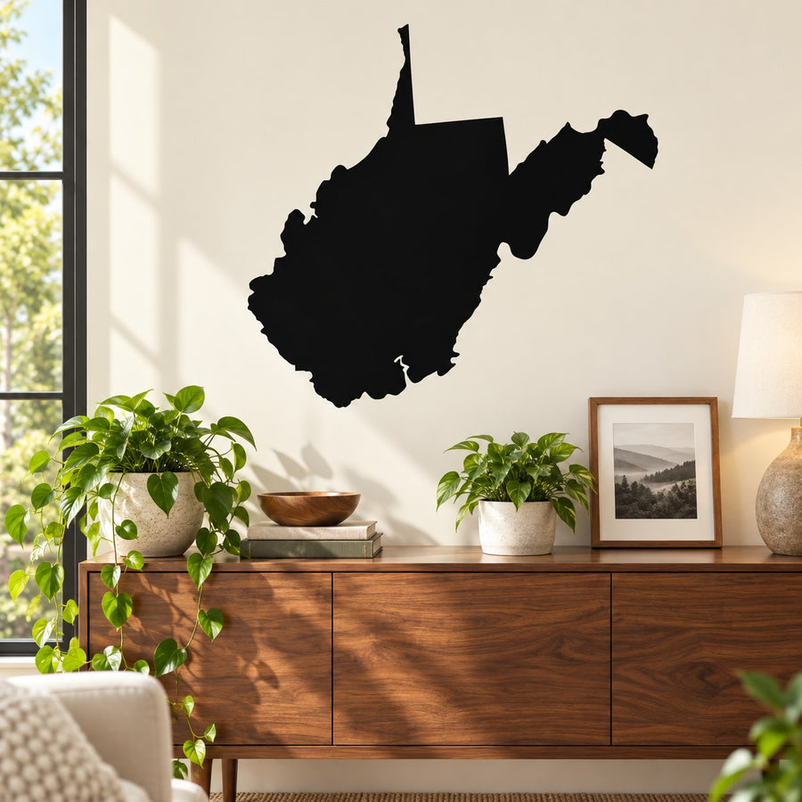 West Virginia State Decal — illustrative vinyl decal application mockup. Surrounding objects are not included.