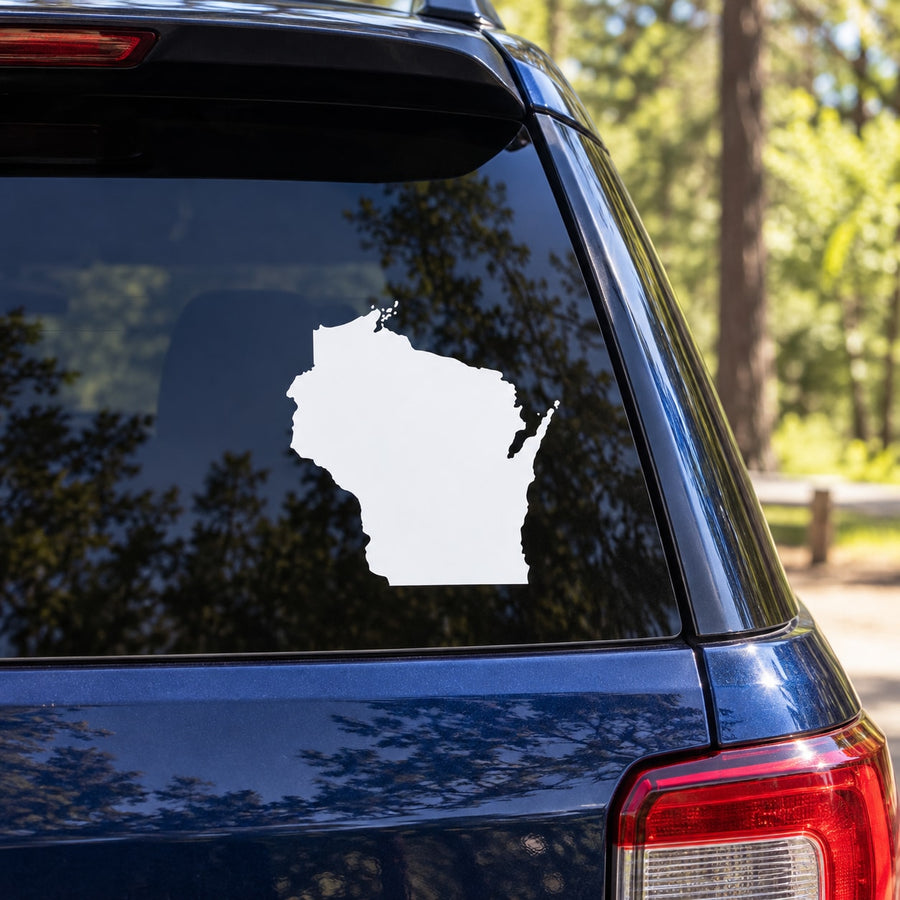 Wisconsin State Decal — illustrative vinyl decal application mockup. Surrounding objects are not included.