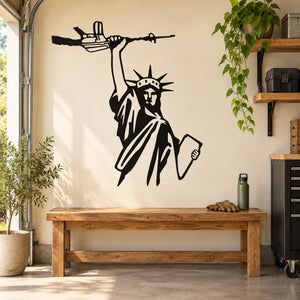 Black Statue of Liberty rifle wall decal