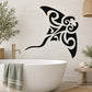 Black native-style stingray wall decal with ornate tribal design