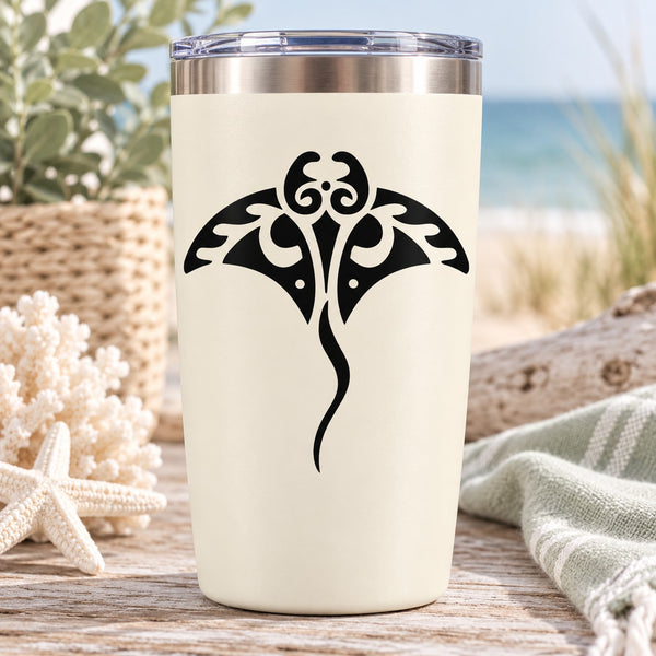 Alaskan stingray decal with bold black tribal-style stingray design