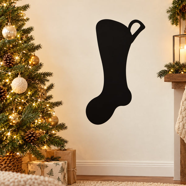 Plain stocking decal, black silhouette with ribbon loop