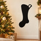 Plain stocking decal, black silhouette with ribbon loop