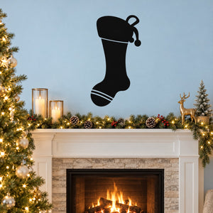 Black stocking decal with double stripe cuff and hanging loop