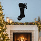 Black stocking decal with double stripe cuff and hanging loop