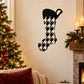 Houndstooth stocking-shaped wall sticker, black and white pattern