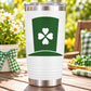Green top hat clover die-cut decal with white four-leaf symbol