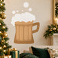 St. Patrick's Day beer mug printed die-cut decal with foam, brown mug and white outline