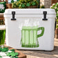 White cooler with green beer mug St Patrick’s Day printed die-cut decal