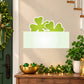St. Patrick's Day banner sticker with large green four-leaf clover peeking design