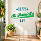 St. Patrick's Day printed die-cut decal with HAPPY, clover, St. Patrick's, and DAY text