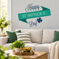 Happy St. Patrick's Day four-leaf clover shamrock wall sticker with green banner