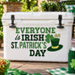 Die-cut decal: 'Everyone is Irish' green text with clover and leprechaun hat