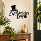 St. Patrick's Day decal with black top hat, 'St Patrick's Day' script and shamrocks