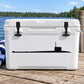 Black submarine silhouette decal on white cooler lid