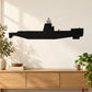 Barracuda class submarine wall decal, dark silhouette of submarine with periscope mast