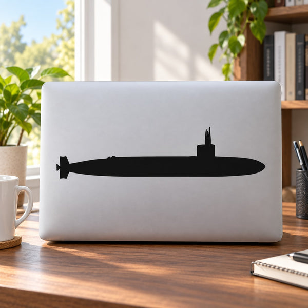 Attack submarine decal with bold black submarine silhouette