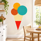 Ice cream cone wall decal with orange, teal, and red scoops