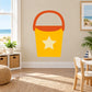 Sand bucket wall decal with orange handle and yellow pail, star in center