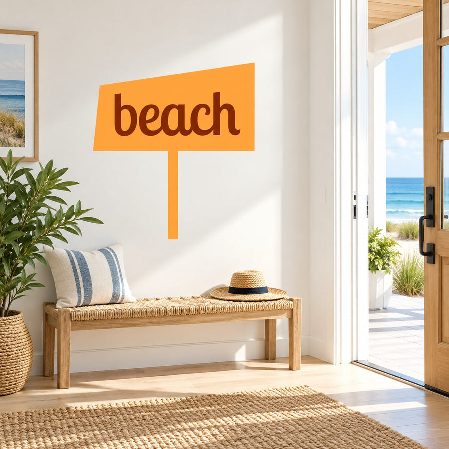 Beach Sign Summer Element Wall Decal - Vinyl Decal - Car Decal - Idcolor012 — illustrative vinyl decal application mockup. Surrounding objects are not included.