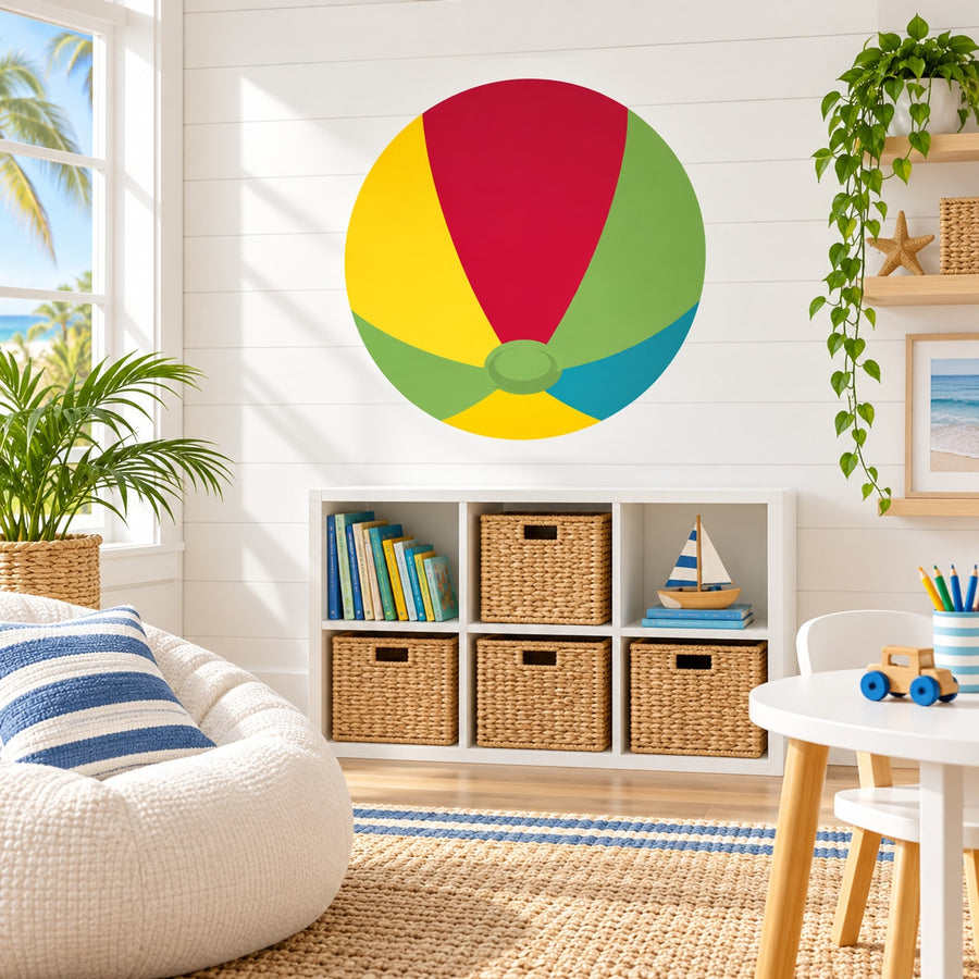 Beach Ball Summer Element Wall Decal - Vinyl Decal - Car Decal - Idcolor018 — illustrative vinyl decal application mockup. Surrounding objects are not included.