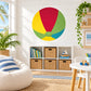 Colorful beach ball wall decal vinyl with green, yellow, and red panels and gray center
