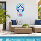 Pool sign decal with "We're in the Pool" text in colorful oval graphic