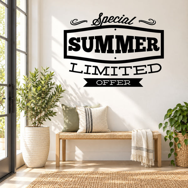 Black-and-white wall decal reading 'Special SUMMER LIMITED OFFER'.