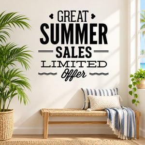 Summer sale wall decal reading 'Great Summer Sales Limited Offer'