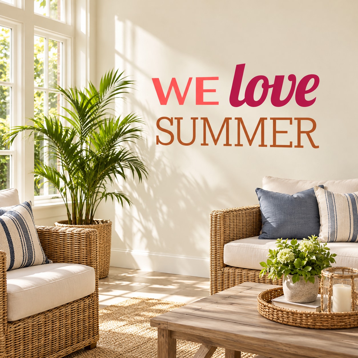 Wall decal with 'WE Love SUMMER' lettering