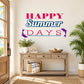 Happy Summer Days wall decal with purple dolphin silhouettes and beach quote text