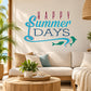 Happy Summer Days wall decal vinyl with blue lettering and dolphin silhouettes