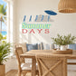 Happy Summer Days beach wall decal with multicolor quote text and umbrella