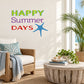 Starfish summer days quote vinyl wall decal with colorful text and blue starfish