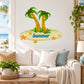 Summer wall vinyl decal with two gold palm trees, starfish, and 'Summer' text