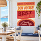 Vinyl wall decal with “Best Journey” and “Bon Voyage!” summer offer typography