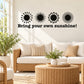 Wall decal with four black sunburst icons and text 'Bring your own sunshine!'