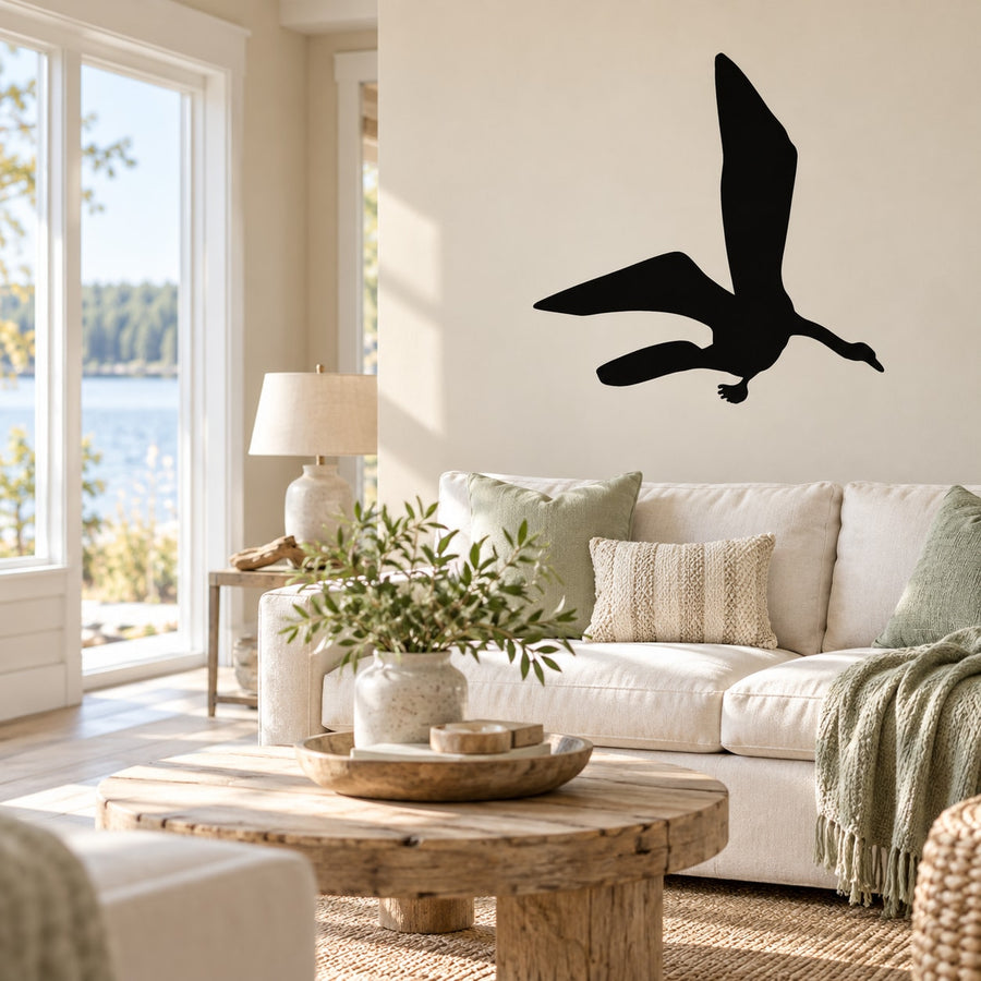 Flapping swan wall decal, black silhouette