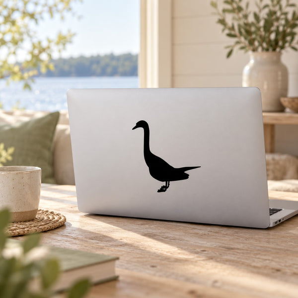 Black swan grooming decal for laptop or notebook lid