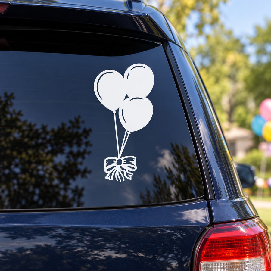 Balloons Tied with a Bow Decal — illustrative vinyl decal application mockup. Surrounding objects are not included.