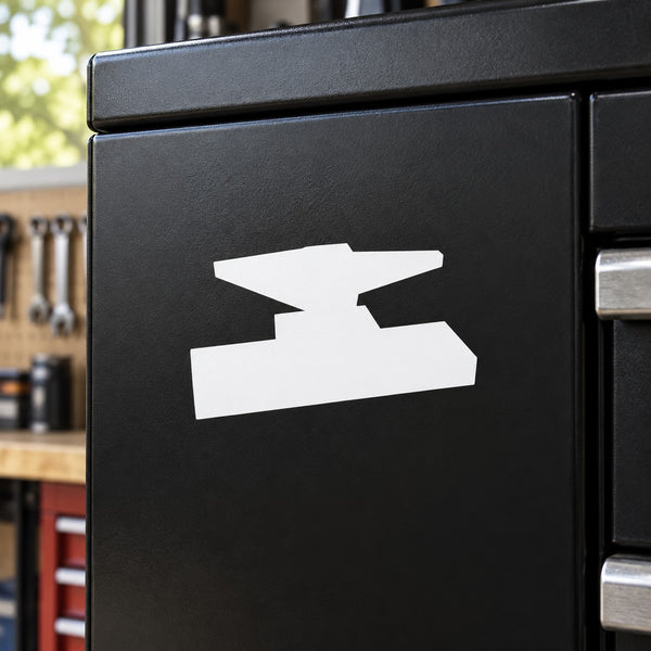 Tilted left silhouette decal sticker, white on black backing