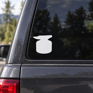 White beaker silhouette car window decal