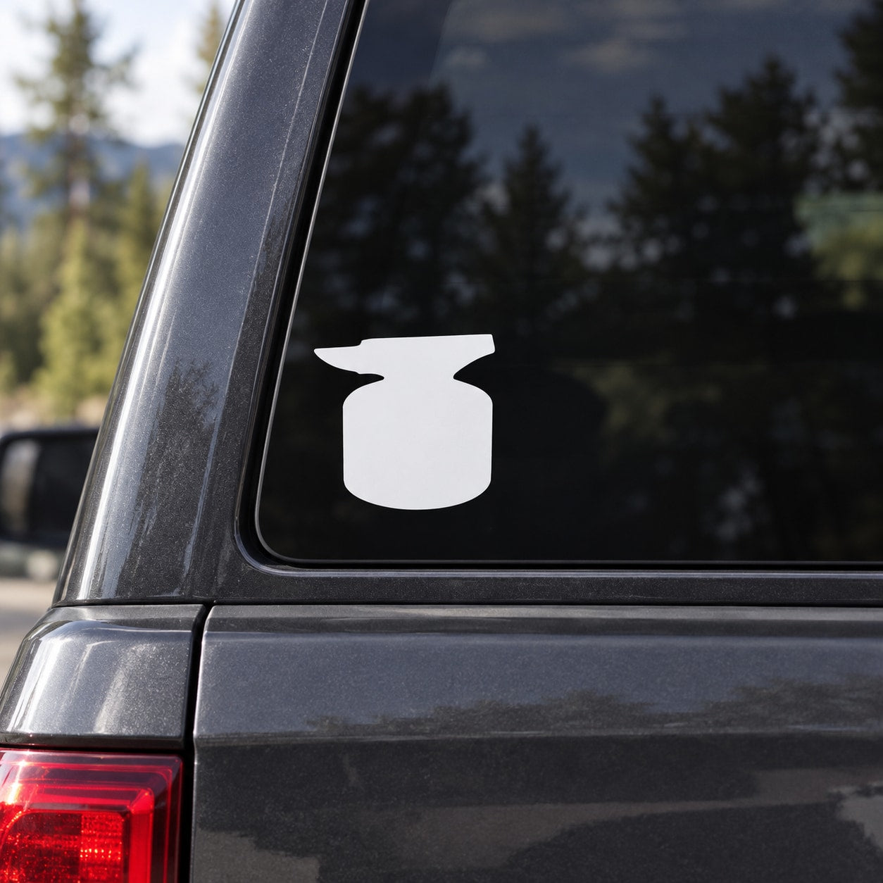 White beaker silhouette car window decal