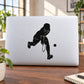 Black tennis player vinyl decal silhouette holding a racket