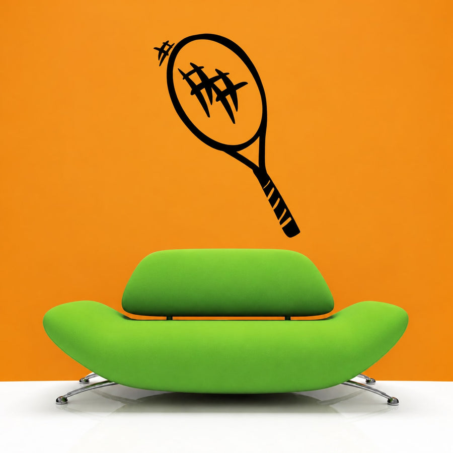 Black tennis racket outline sports vinyl decal