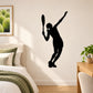 Tennis player silhouette wall vinyl decal, black.