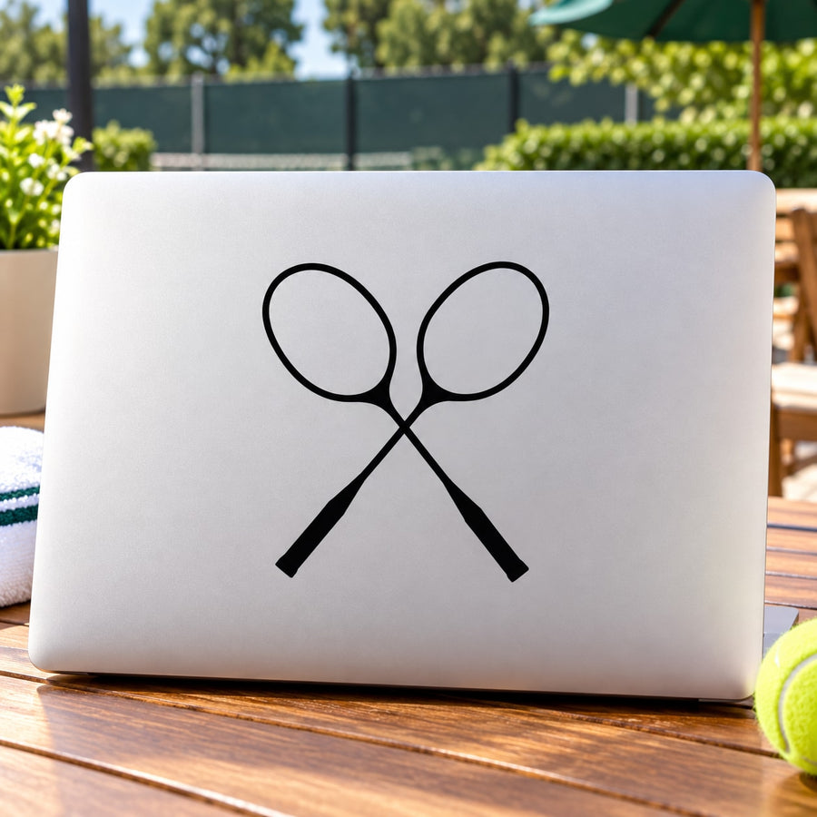 Two Tennis Wall Decal - Vinyl Decal - Car Decal - Vd022 — illustrative vinyl decal application mockup. Surrounding objects are not included.