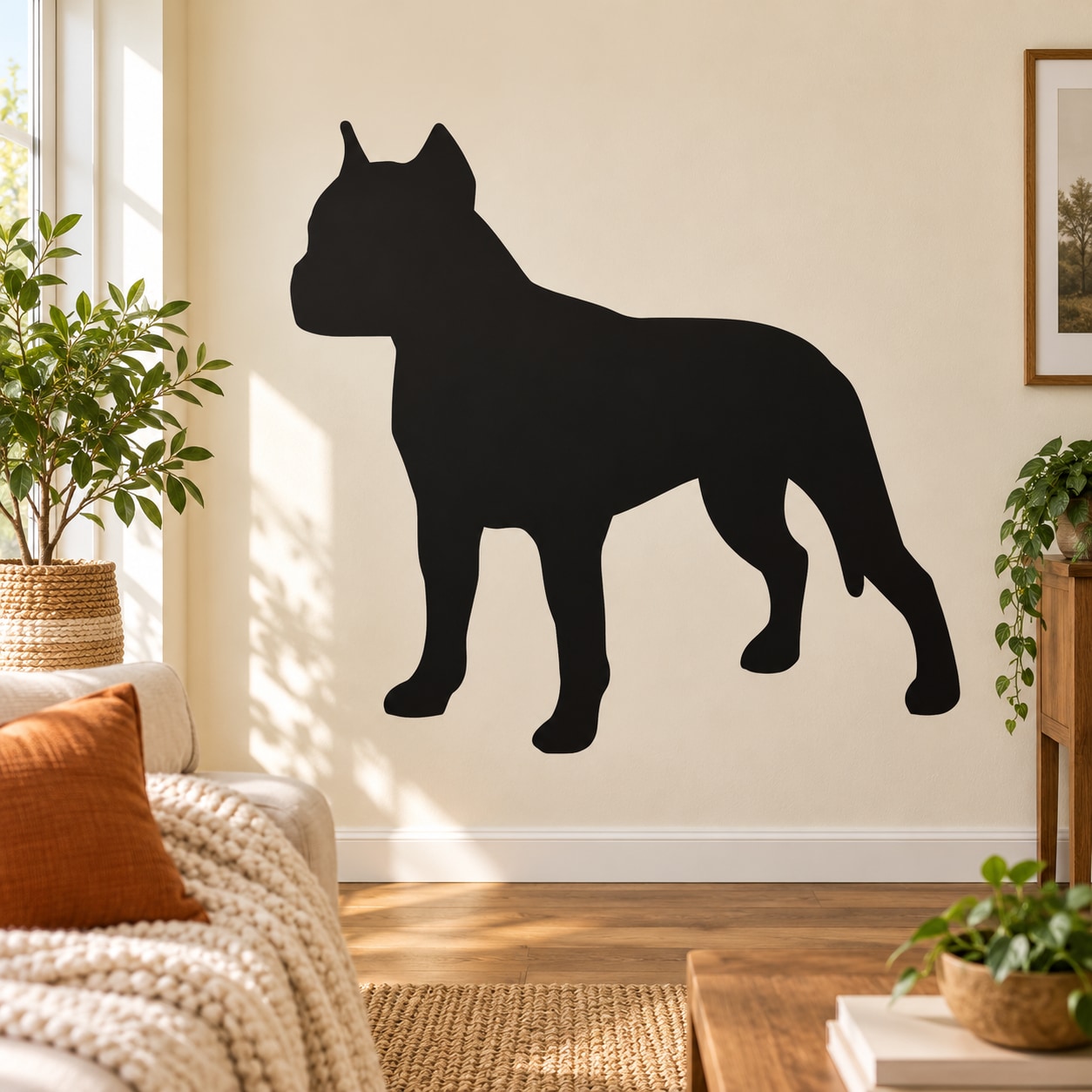 Black American Staffordshire terrier silhouette wall decal