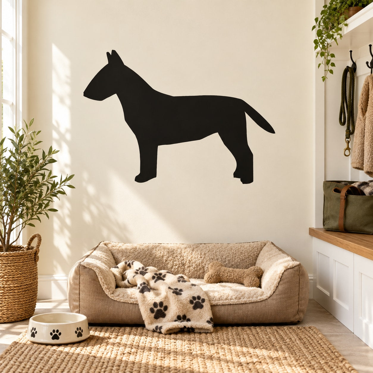 Black bull terrier silhouette wall decal